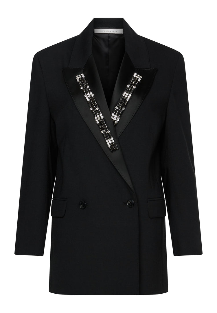 Iboya Chain Collar Smoking Blazer | Black