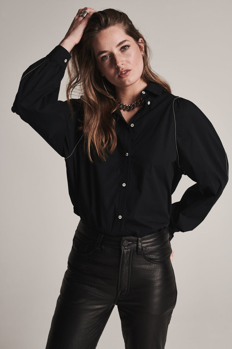 Noa Cotton Poplin Shirt | Black