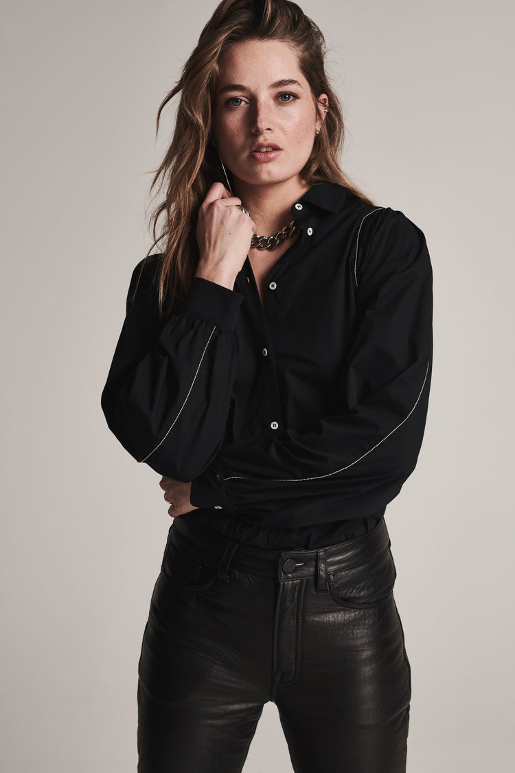 Noa Cotton Poplin Shirt | Black