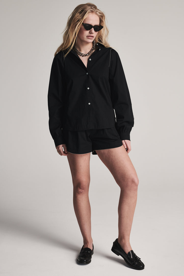 Noa Cotton Poplin Shirt | Black