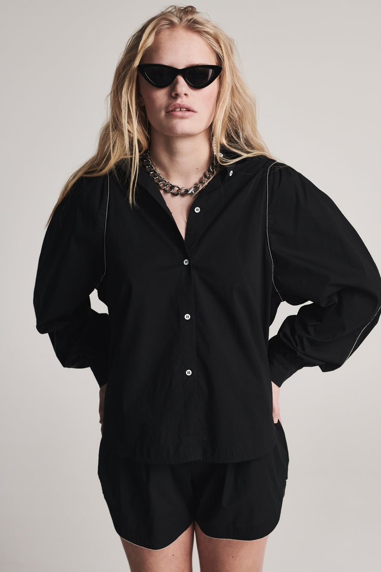 Noa Cotton Poplin Shirt | Black