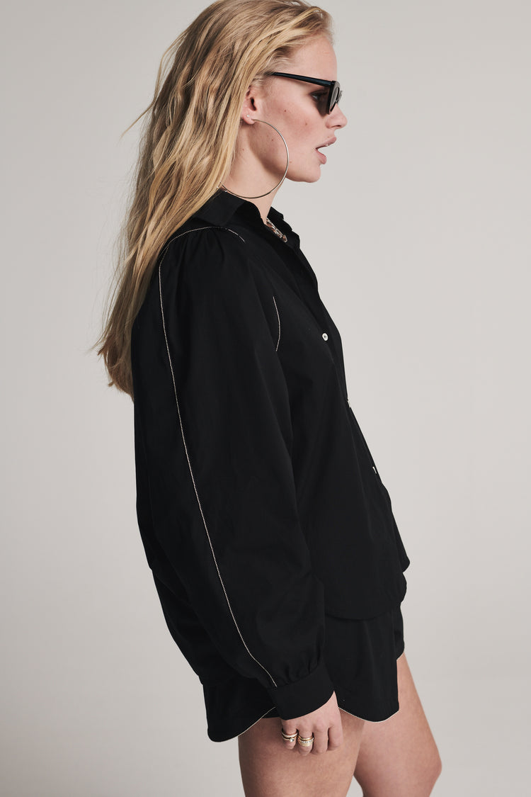 Noa Cotton Poplin Shirt | Black